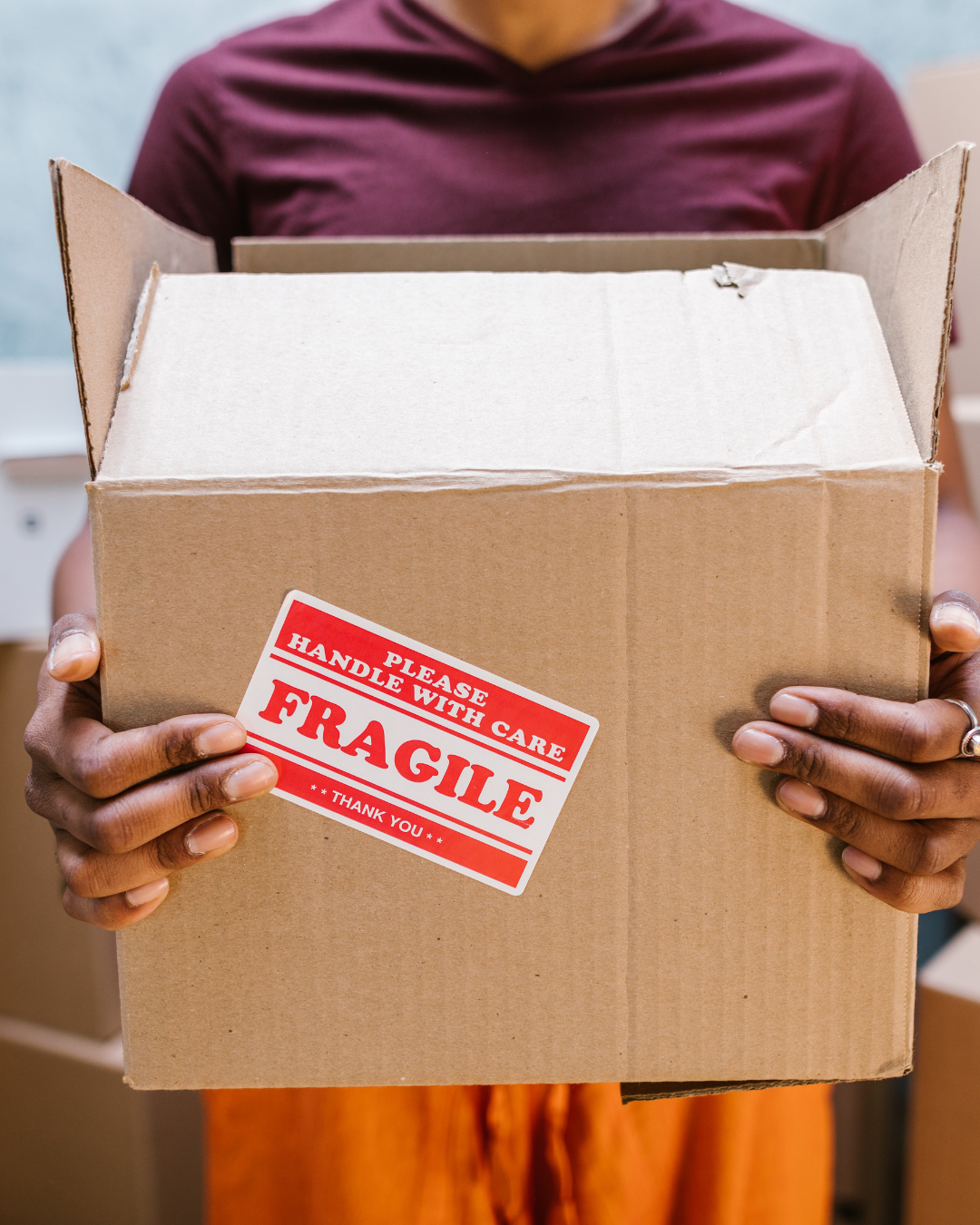 Packed household goods in a warehouse ready for relocation